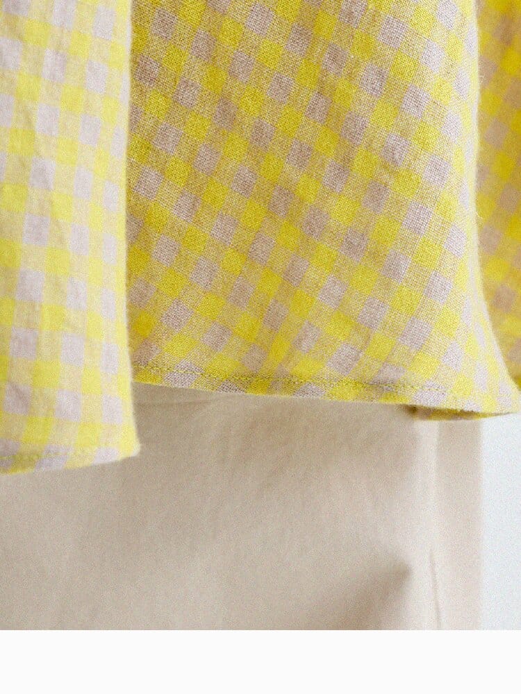 Gingham Plaid Linen Sundress チェック ノースリーブワンピース【mh0013186】 yunerma ノースリーブワンピース