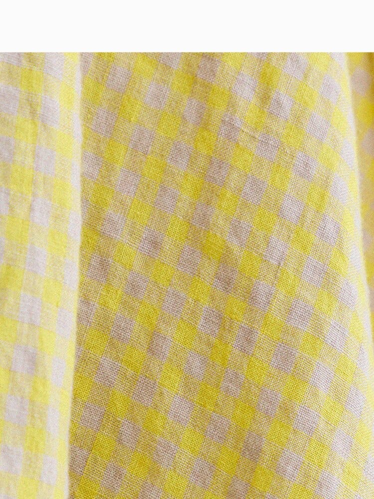 Gingham Plaid Linen Sundress チェック ノースリーブワンピース【mh0013186】 yunerma ノースリーブワンピース