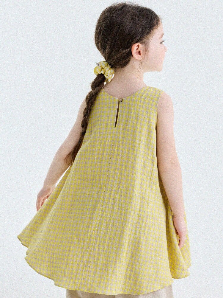 Gingham Plaid Linen Sundress チェック ノースリーブワンピース【mh0013186】 yunerma ノースリーブワンピース