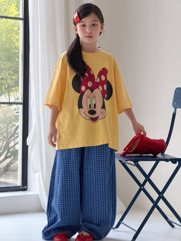 Gingham Plaid Loose Wide Long Pants チェック ロングパンツ【mh0013540】 KUMAI.KIDS ロングパンツ・スウェットパンツ