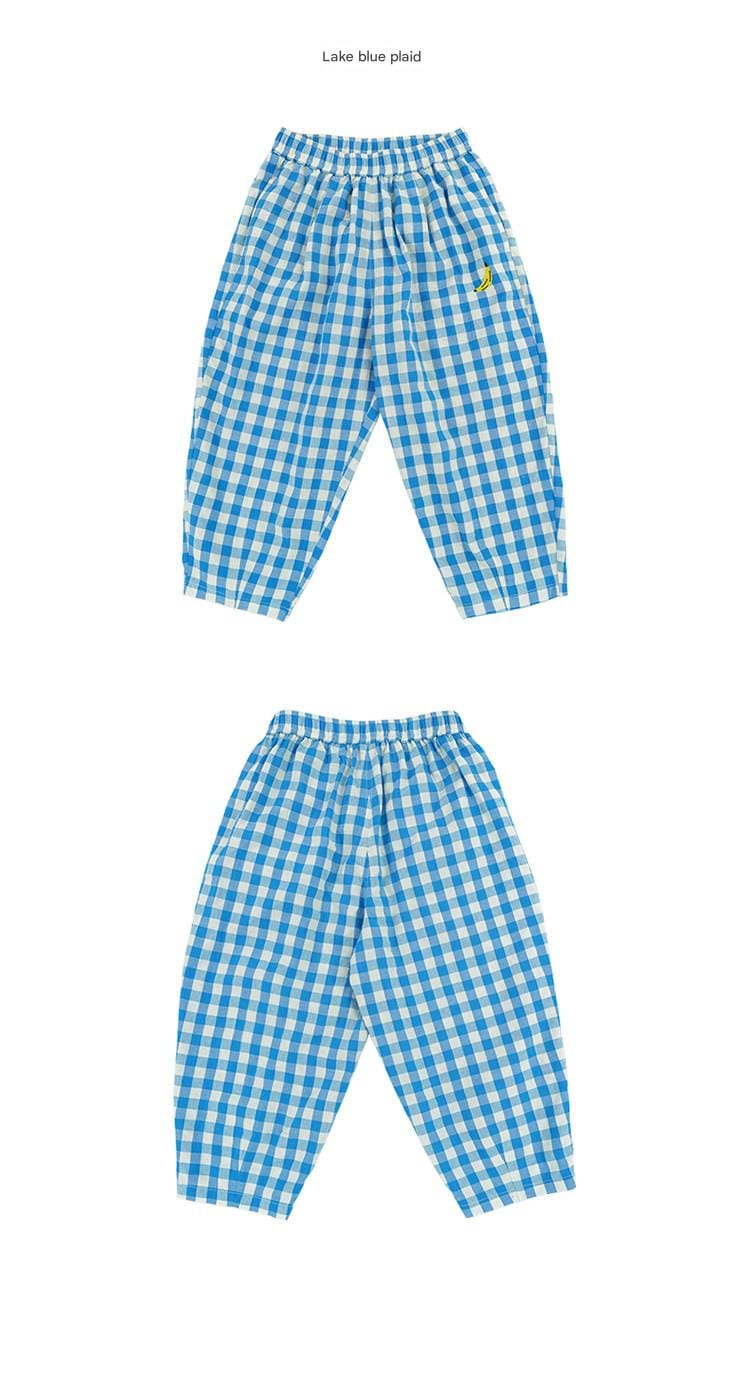 Gingham Plaid Mosquito Repellent Pants フルーツ刺繍 ロングパンツ【mh0013095】 RICE & SKY ロングパンツ・スウェットパンツ