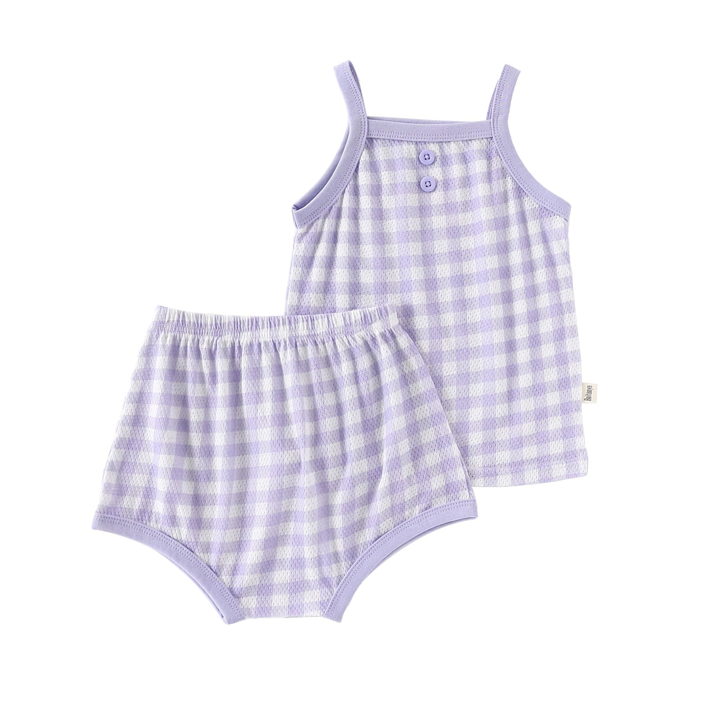 Gingham Plaid Strappy Top Shorts チェック ノースリーブキャミソール ショートパンツ セット【mh0013499】 Beitaoya ノースリーブセットアップ