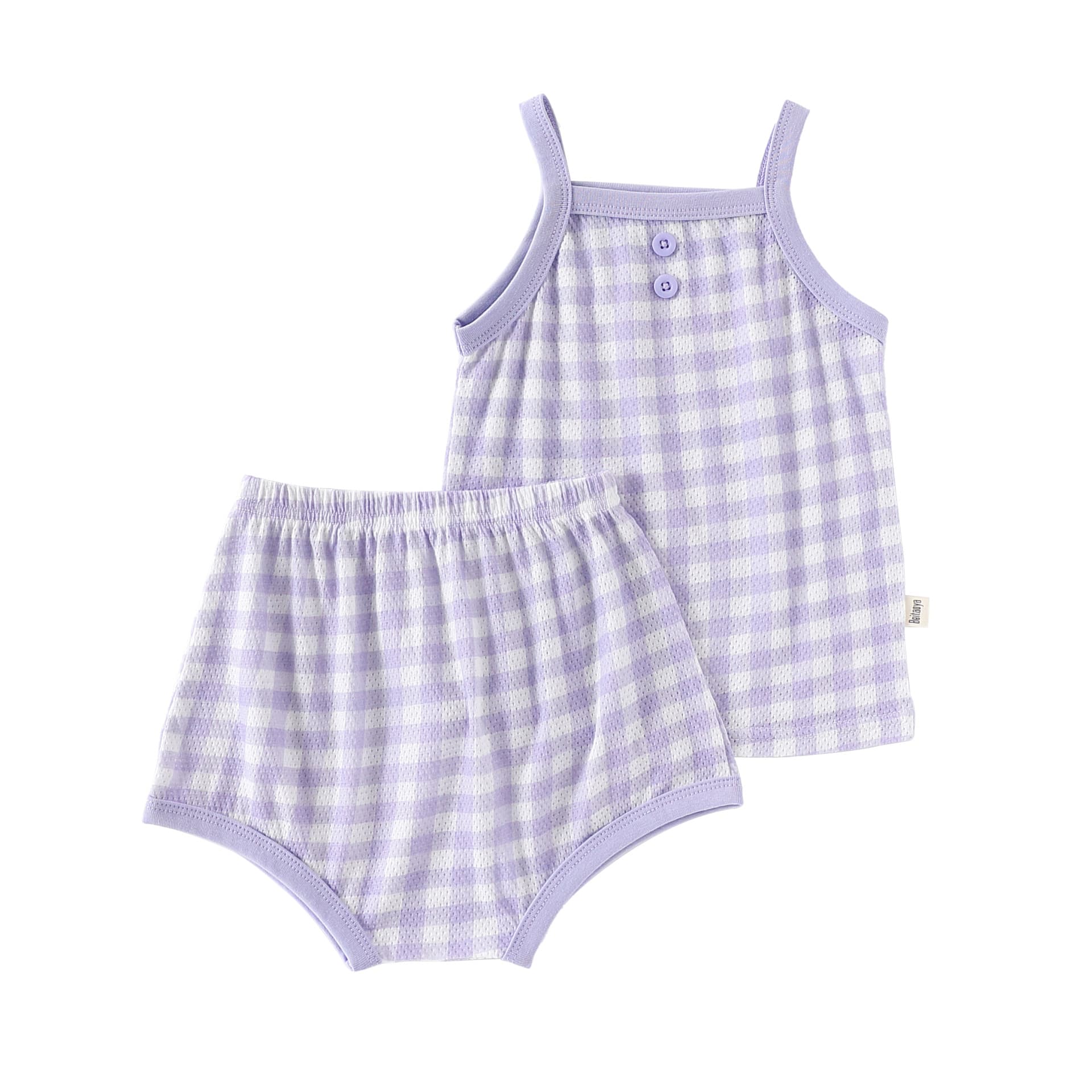 Gingham Plaid Strappy Top Shorts チェック ノースリーブキャミソール ショートパンツ セット【mh0013499】 Beitaoya ノースリーブセットアップ