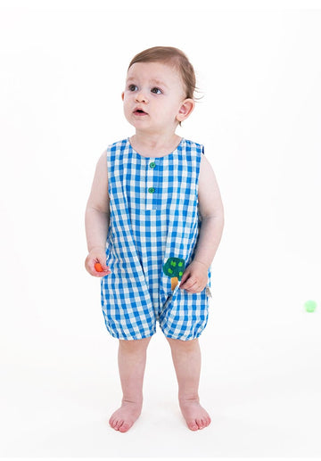 Gingham Sleeveless Jumpsuit Romper チェック ノースリーブロンパース【mh0013216】 RICE & SKY ノースリーブロンパース