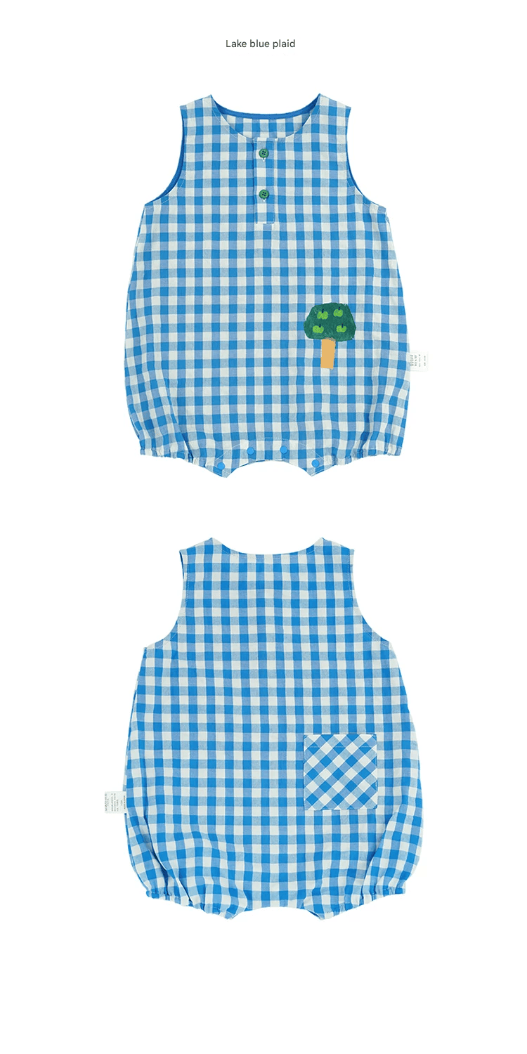 Gingham Sleeveless Jumpsuit Romper チェック ノースリーブロンパース【mh0013216】 RICE & SKY ノースリーブロンパース