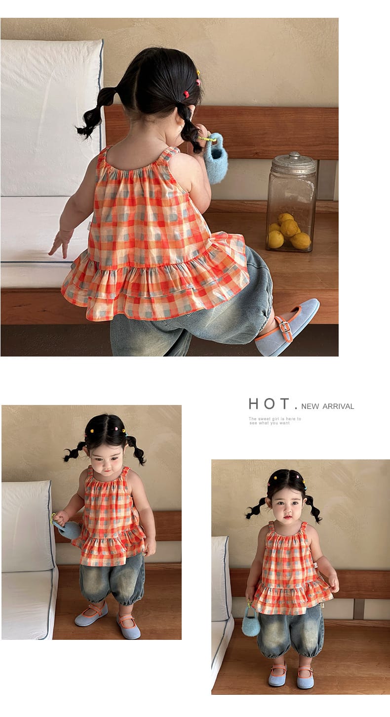 Gingham Tiered Top ギンガムチェック ノースリーブチュニック【mh0012850】 ABNN タンクトップ・キャミソール・ノースリーブトップス