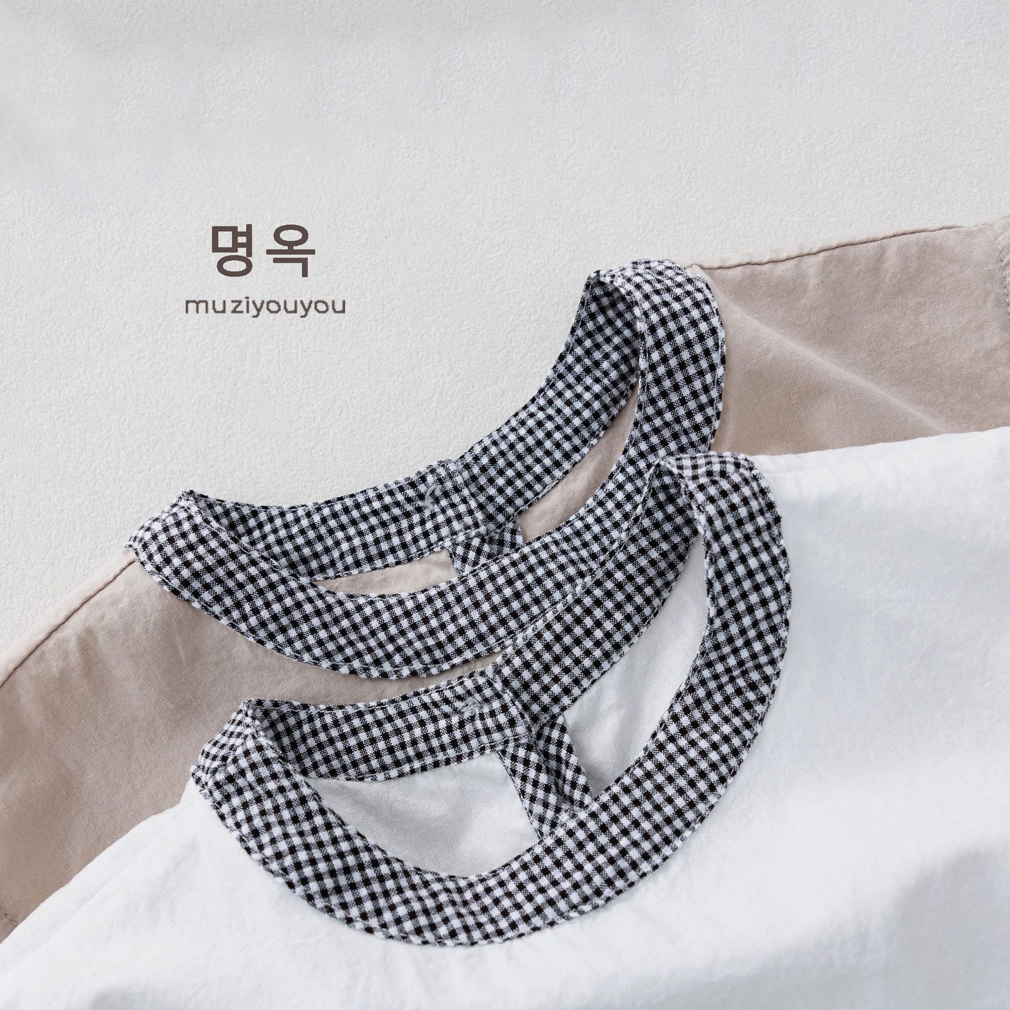 Gingham Trim Cotton Tank Top チェック ノースリーブブラウス【mh0013148】 명옥 muziyouyou タンクトップ・キャミソール・ノースリーブトップス