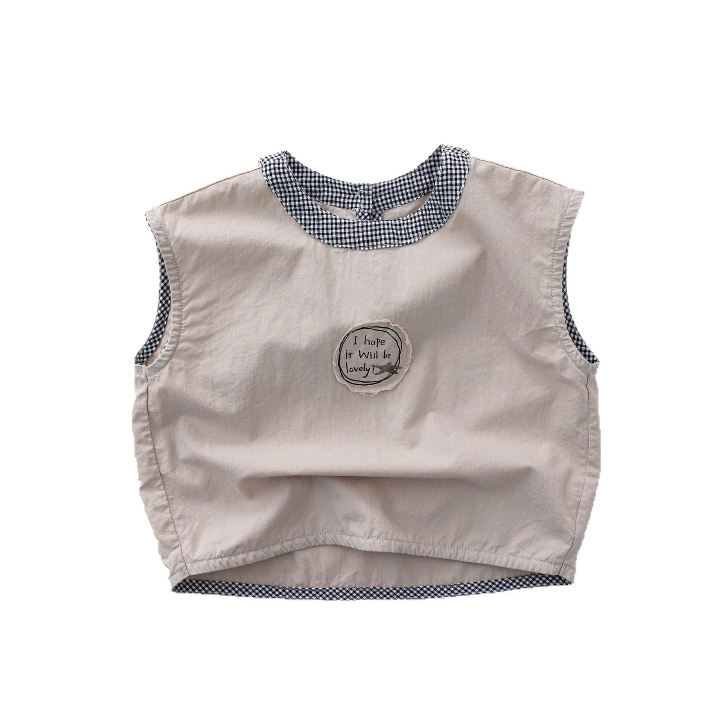 Gingham Trim Cotton Tank Top チェック ノースリーブブラウス【mh0013148】 명옥 muziyouyou タンクトップ・キャミソール・ノースリーブトップス