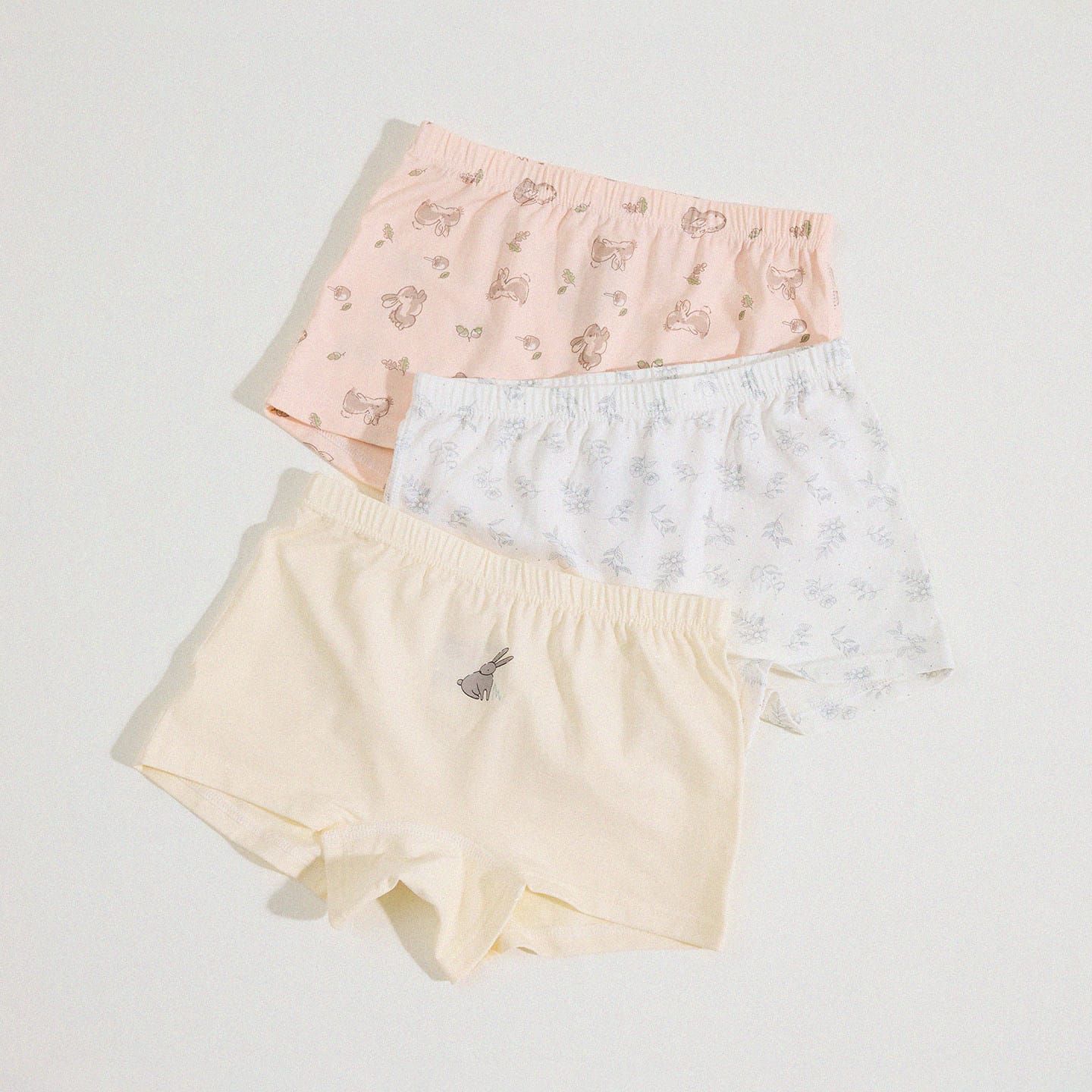 Girls' Cartoon Breathable Boxer Shorts ボタニカルプリント ボクサーパンツ【mh0013205】 Yellow pink and white combination / 100cm yunerma 幼児用下着
