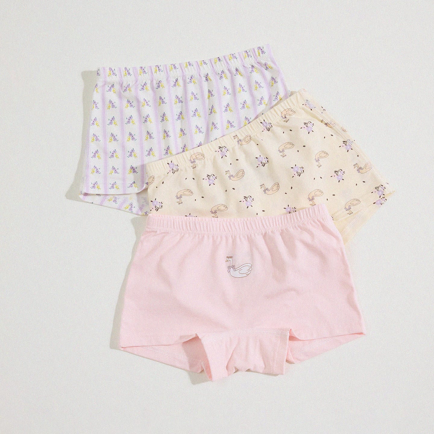 Girls' Cartoon Breathable Boxer Shorts ボタニカルプリント ボクサーパンツ【mh0013205】 Yellow purple Pink combination / 100cm yunerma 幼児用下着