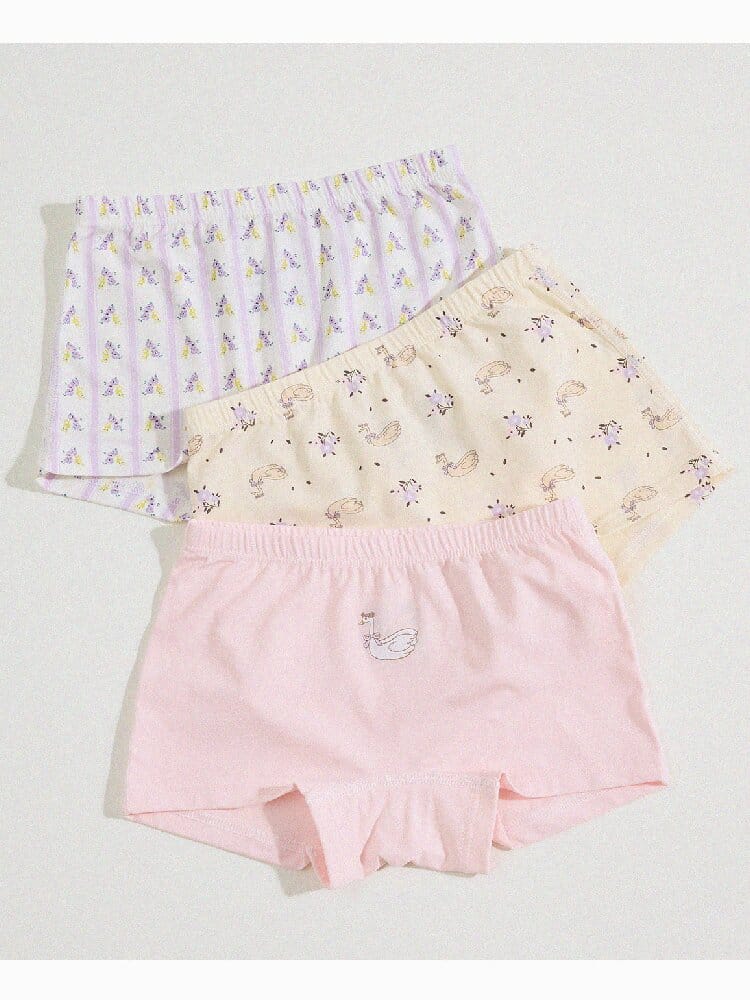 Girls' Cartoon Breathable Boxer Shorts ボタニカルプリント ボクサーパンツ【mh0013205】 yunerma 幼児用下着
