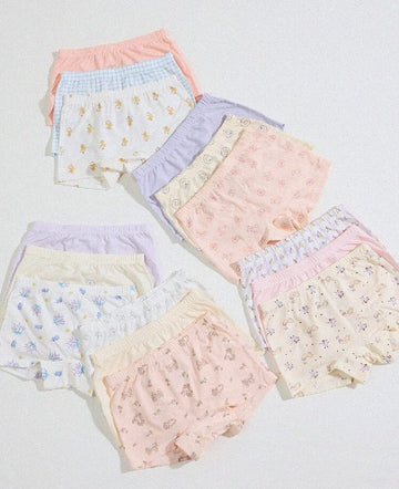 Girls' Cartoon Breathable Boxer Shorts ボタニカルプリント ボクサーパンツ【mh0013205】 yunerma 幼児用下着