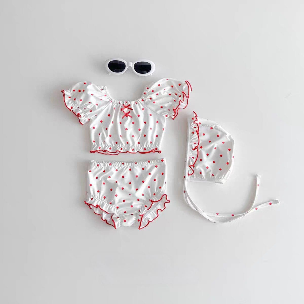 Girly Polka Dot Swimsuit セパレート水着【mh0012930】 White / 73cm yi nian ni ベビー用水着