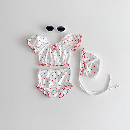 Girly Polka Dot Swimsuit セパレート水着【mh0012930】 White / 73cm yi nian ni ベビー用水着