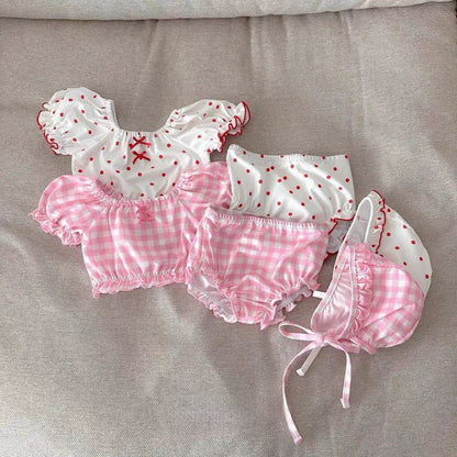 Girly Polka Dot Swimsuit セパレート水着【mh0012930】 yi nian ni ベビー用水着