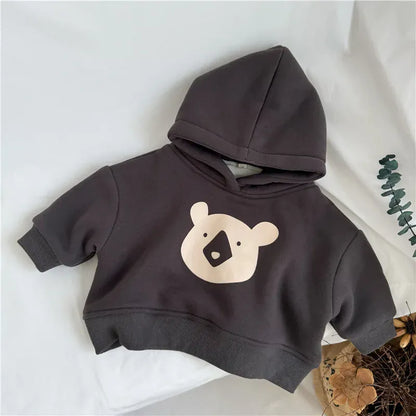 トレーナー・フーディ Black / 80cm 12M キッズトップス ベアくまプリントフーディ裏フリースフーディ長袖スウェットパーカー【mh0008065】