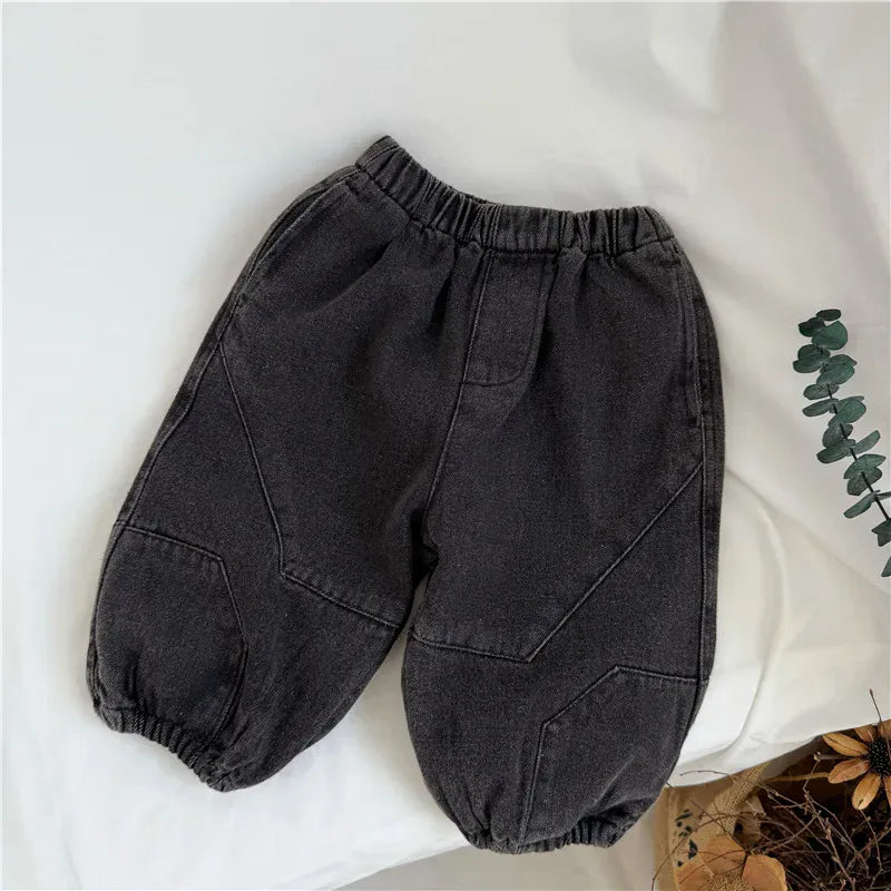 デニムパンツ Black / 80cm 12M キッズパンツ 裏フリースデニムバルーンパンツジーンズ【mh0008067】