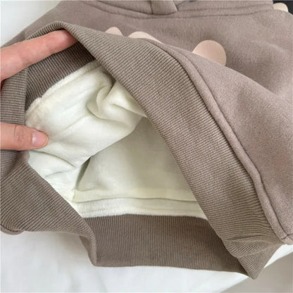 トレーナー・フーディ キッズトップス ベアくまプリントフーディ裏フリースフーディ長袖スウェットパーカー【mh0008065】