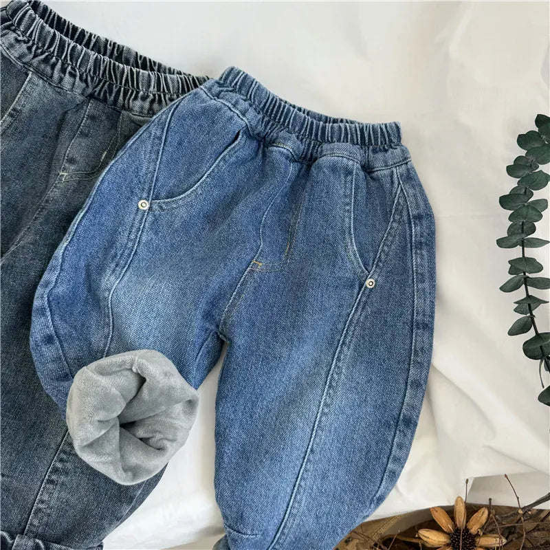 デニムパンツ キッズパンツ 裏フリースデニムパンツジーンズ【mh0008066】