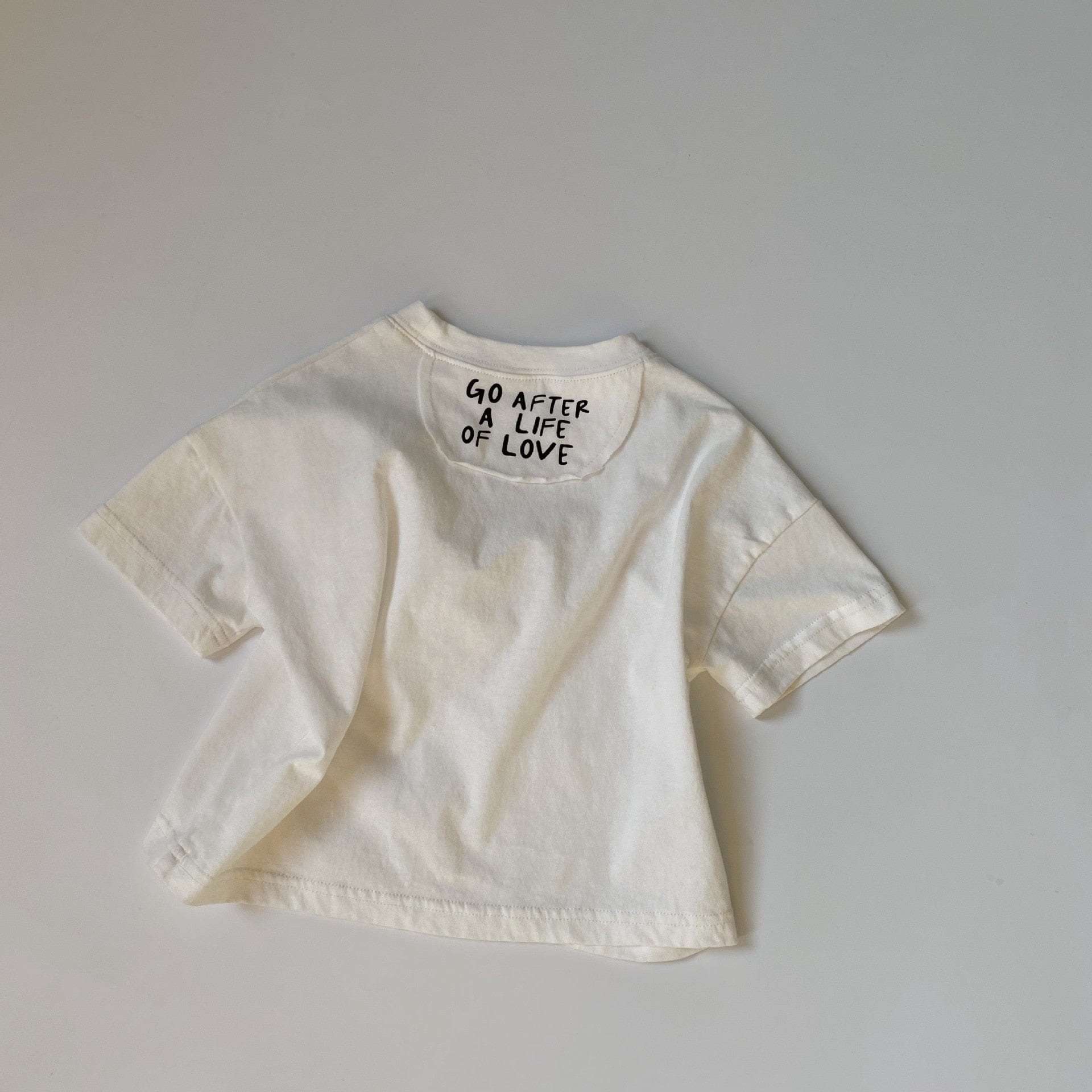 半袖Tシャツ Off-White / 80cm キッズ バック レターロゴ 半袖 ルーズ Tシャツ トップス ボーイズ【mh0002477】
