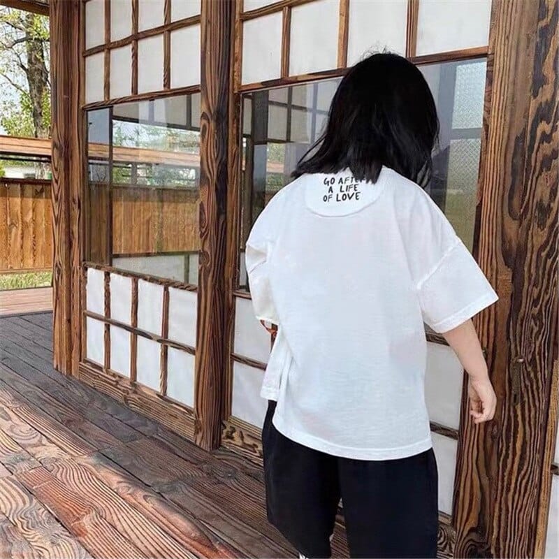 半袖Tシャツ キッズ バック レターロゴ 半袖 ルーズ Tシャツ トップス ボーイズ【mh0002477】