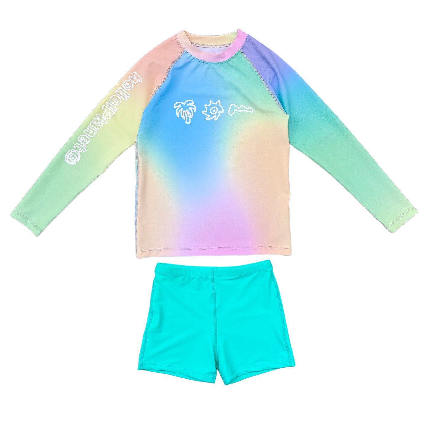 Gradation Long Sleeve Rash Guard Swimsuit Set グラデーション 長袖ラッシュガード ショートパンツ 水着【mh0013621】 Candy Color / 110cm ppapa ベビー用水着
