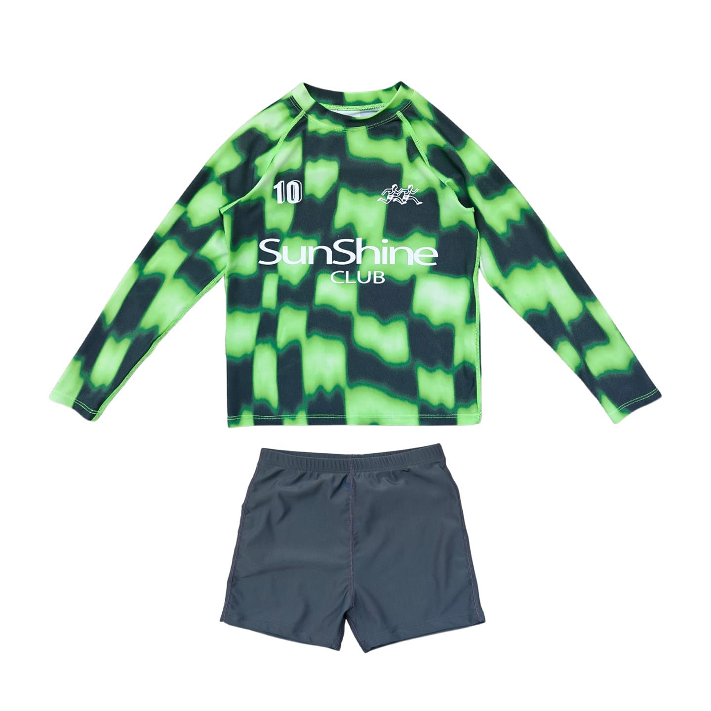 Gradation Long Sleeve Rash Guard Swimsuit Set グラデーション 長袖ラッシュガード ショートパンツ 水着【mh0013621】 Fluorescent Green / 110cm ppapa ベビー用水着
