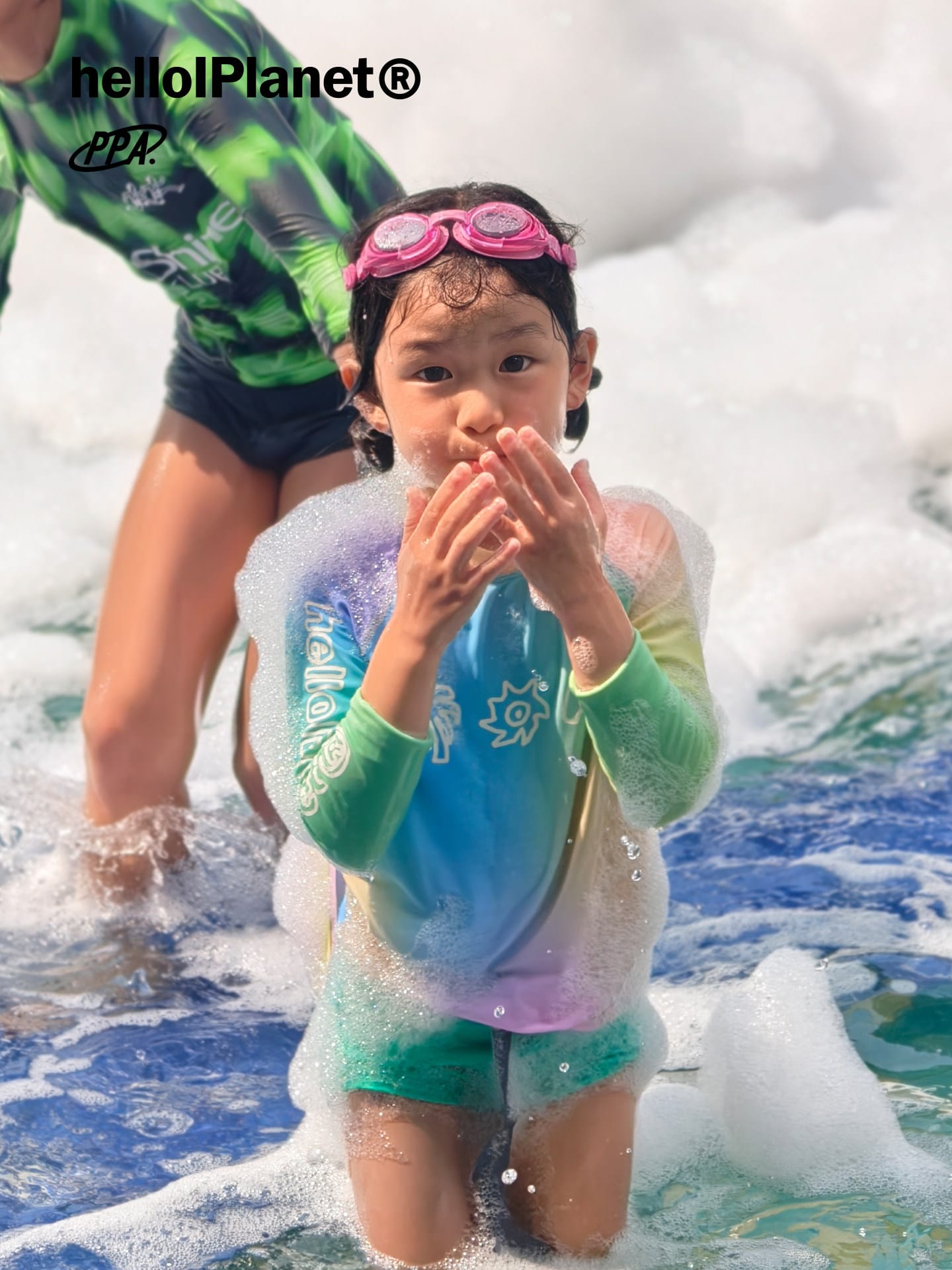 Gradation Long Sleeve Rash Guard Swimsuit Set グラデーション 長袖ラッシュガード ショートパンツ 水着【mh0013621】 ppapa ベビー用水着
