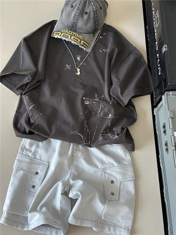 Graffiti Cotton T-shirt アニマル グラフィック 半袖Tシャツ【mh0012939】 snidols 半袖Tシャツ