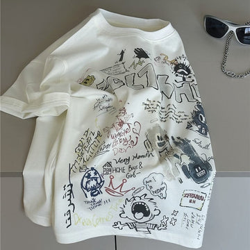 Graffiti Graphic Tee 落書きプリント 半袖Tシャツ【mh0012969】 snidols 半袖Tシャツ