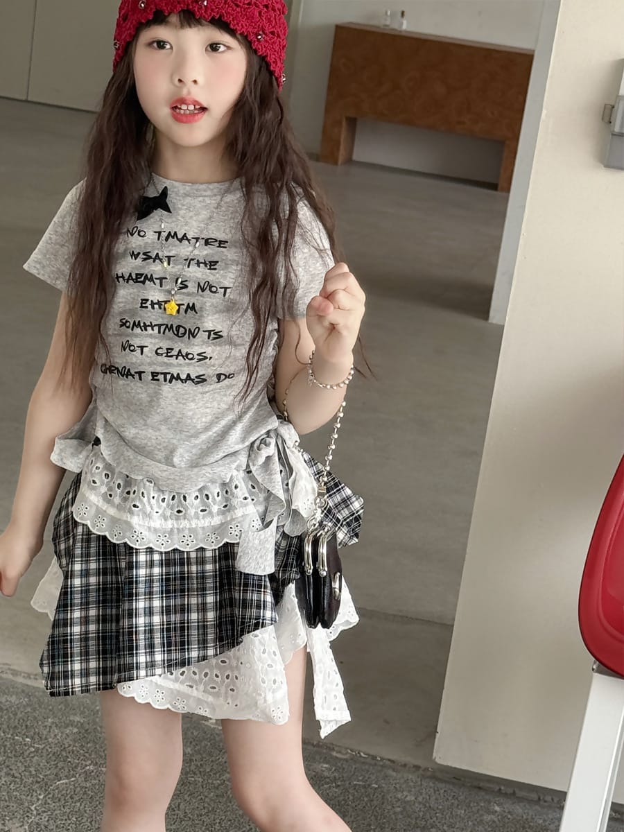 Graphic Bow Tee アシンメトリー 半袖Tシャツ【mh0013067】 Gray / 100cm mamahalo kids 半袖Tシャツ