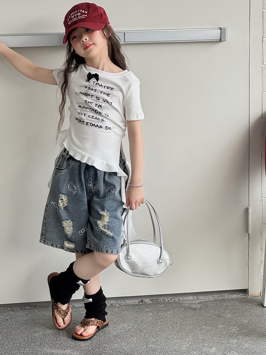 Graphic Bow Tee アシンメトリー 半袖Tシャツ【mh0013067】 mamahalo kids 半袖Tシャツ