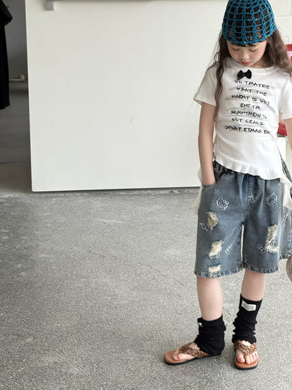 Graphic Bow Tee アシンメトリー 半袖Tシャツ【mh0013067】 mamahalo kids 半袖Tシャツ