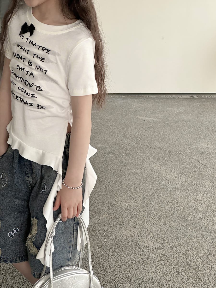 Graphic Bow Tee アシンメトリー 半袖Tシャツ【mh0013067】 mamahalo kids 半袖Tシャツ
