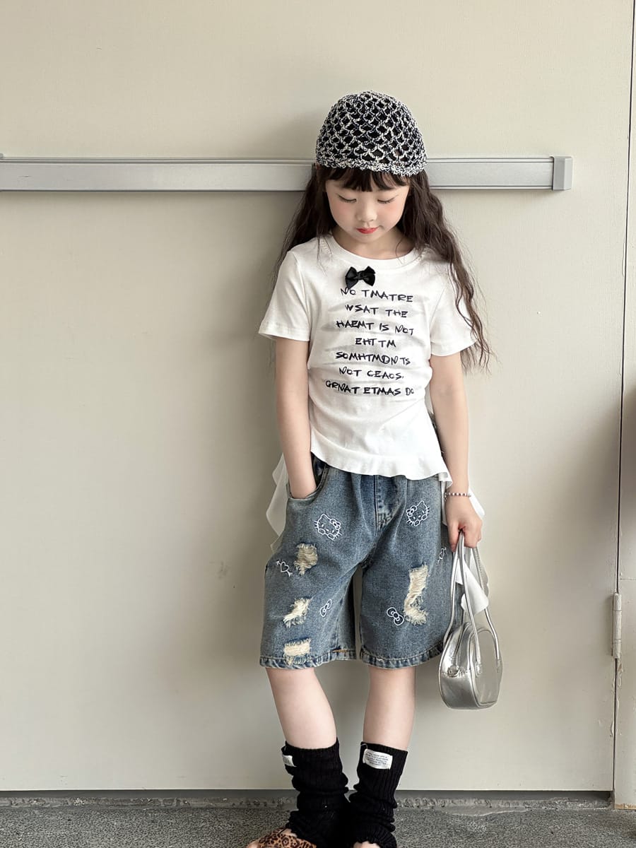 Graphic Bow Tee アシンメトリー 半袖Tシャツ【mh0013067】 mamahalo kids 半袖Tシャツ