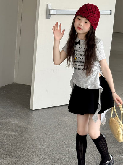 Graphic Bow Tee アシンメトリー 半袖Tシャツ【mh0013067】 mamahalo kids 半袖Tシャツ