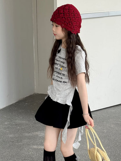 Graphic Bow Tee アシンメトリー 半袖Tシャツ【mh0013067】 mamahalo kids 半袖Tシャツ