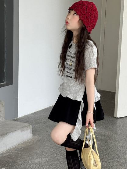 Graphic Bow Tee アシンメトリー 半袖Tシャツ【mh0013067】 mamahalo kids 半袖Tシャツ