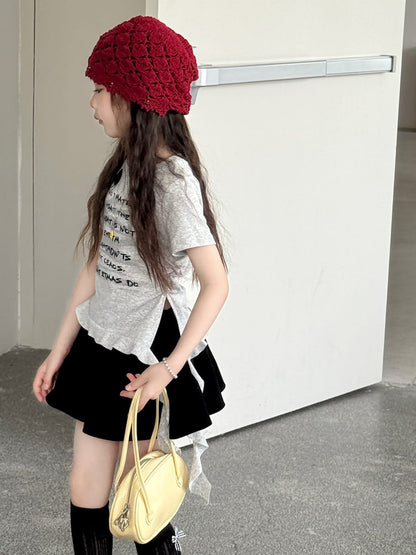 Graphic Bow Tee アシンメトリー 半袖Tシャツ【mh0013067】 mamahalo kids 半袖Tシャツ