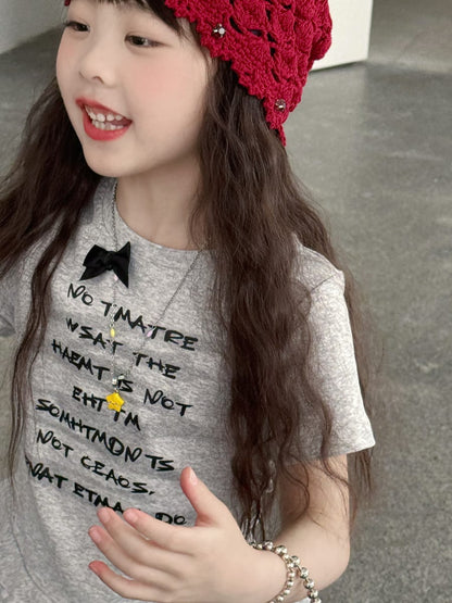 Graphic Bow Tee アシンメトリー 半袖Tシャツ【mh0013067】 mamahalo kids 半袖Tシャツ