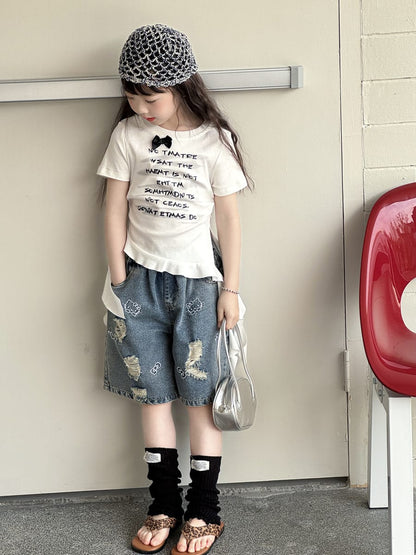 Graphic Bow Tee アシンメトリー 半袖Tシャツ【mh0013067】 mamahalo kids 半袖Tシャツ