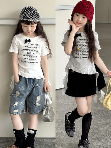Graphic Bow Tee アシンメトリー 半袖Tシャツ【mh0013067】 mamahalo kids 半袖Tシャツ