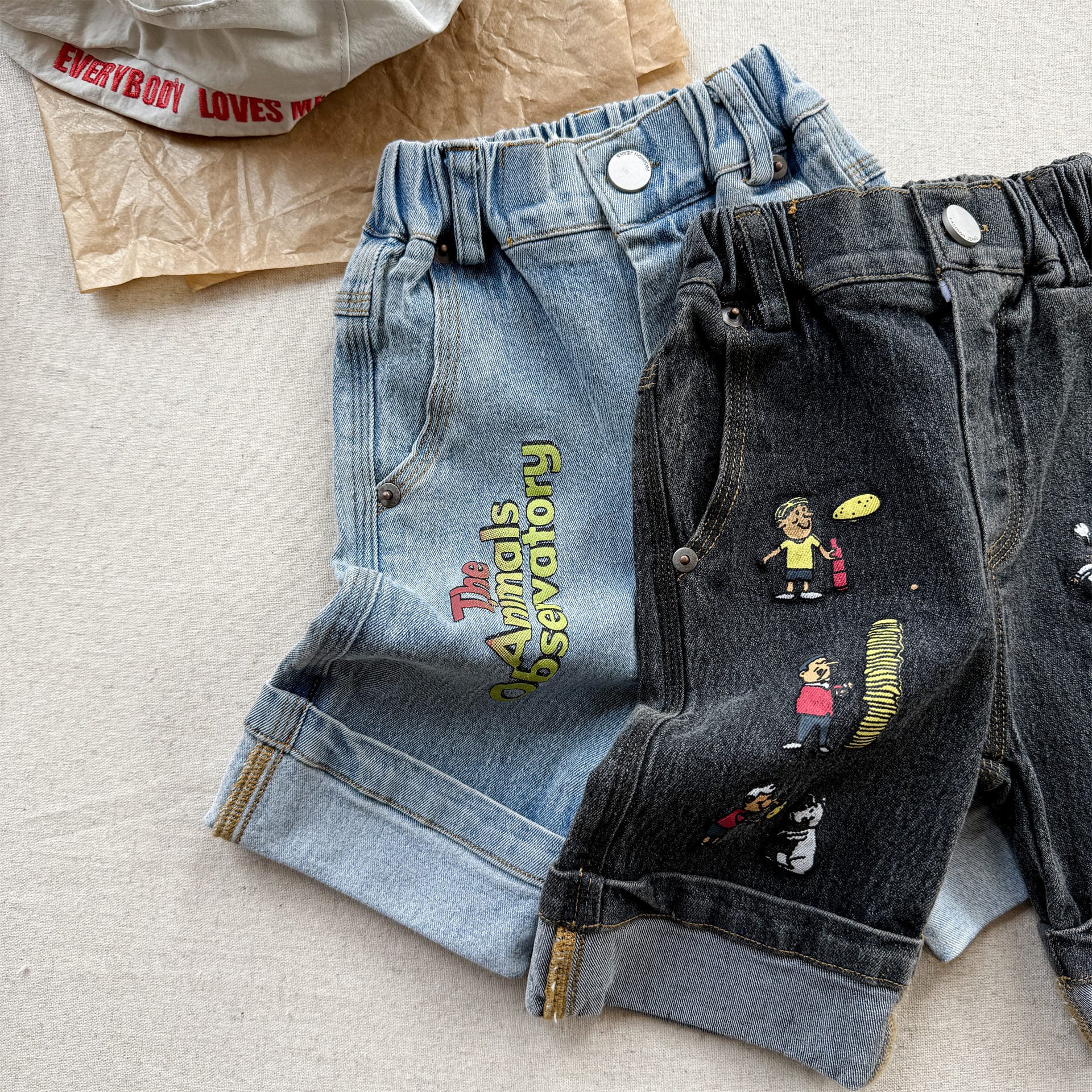 Graphic Denim Shorts ワークデニム ハーフパンツ【mh0013222】 ADbaby ハーフパンツ・ショートパンツ