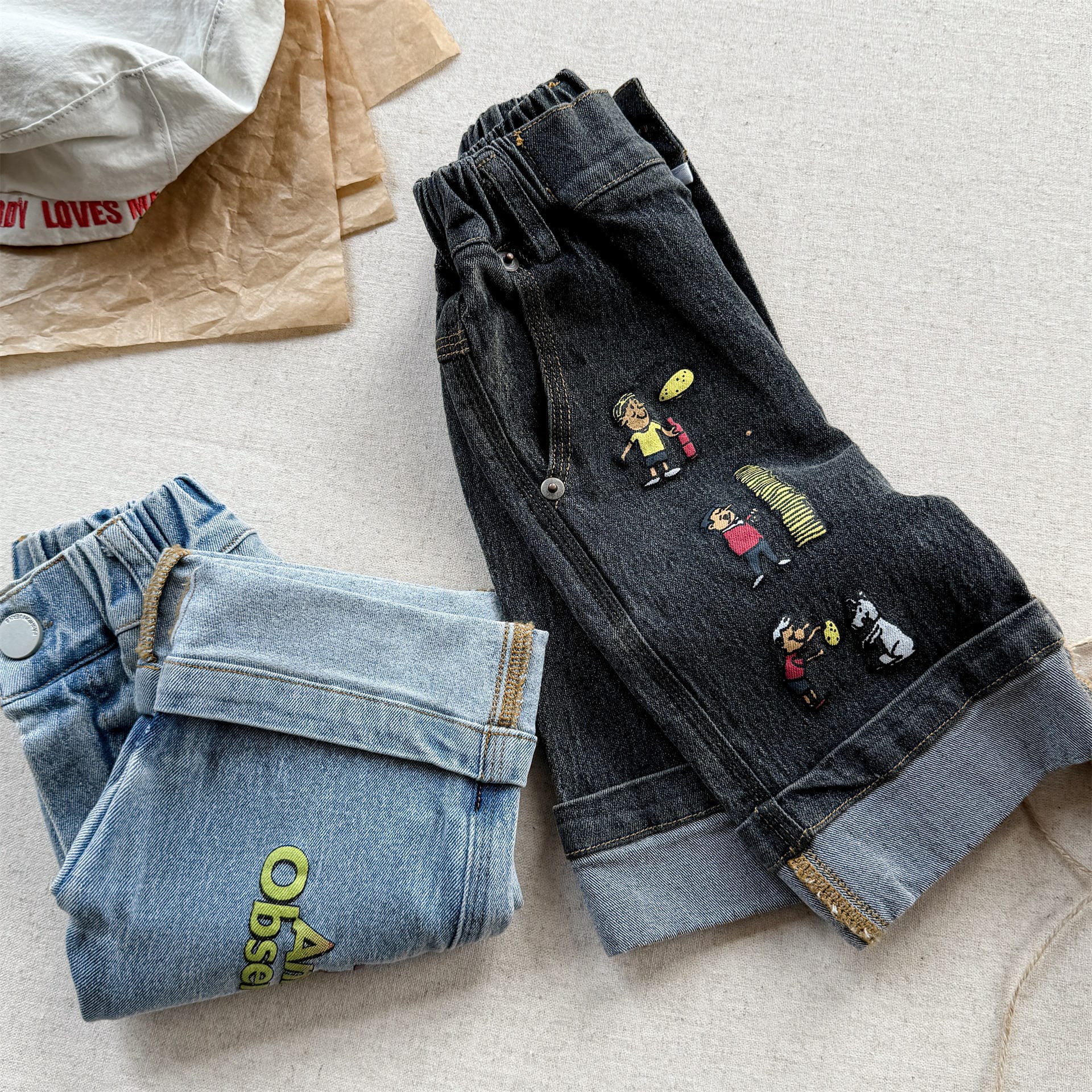 Graphic Denim Shorts ワークデニム ハーフパンツ【mh0013222】 ADbaby ハーフパンツ・ショートパンツ