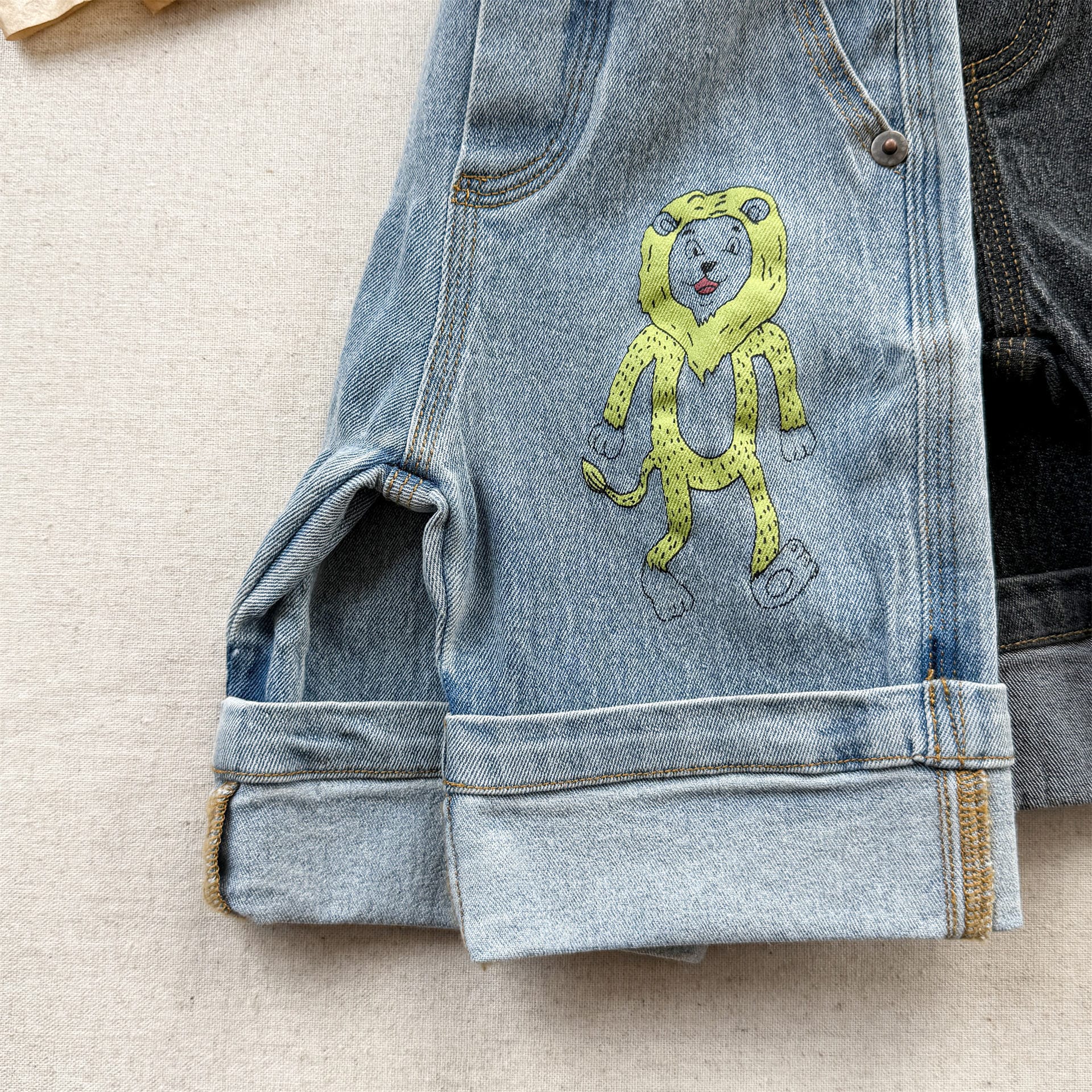 Graphic Denim Shorts ワークデニム ハーフパンツ【mh0013222】 ADbaby ハーフパンツ・ショートパンツ