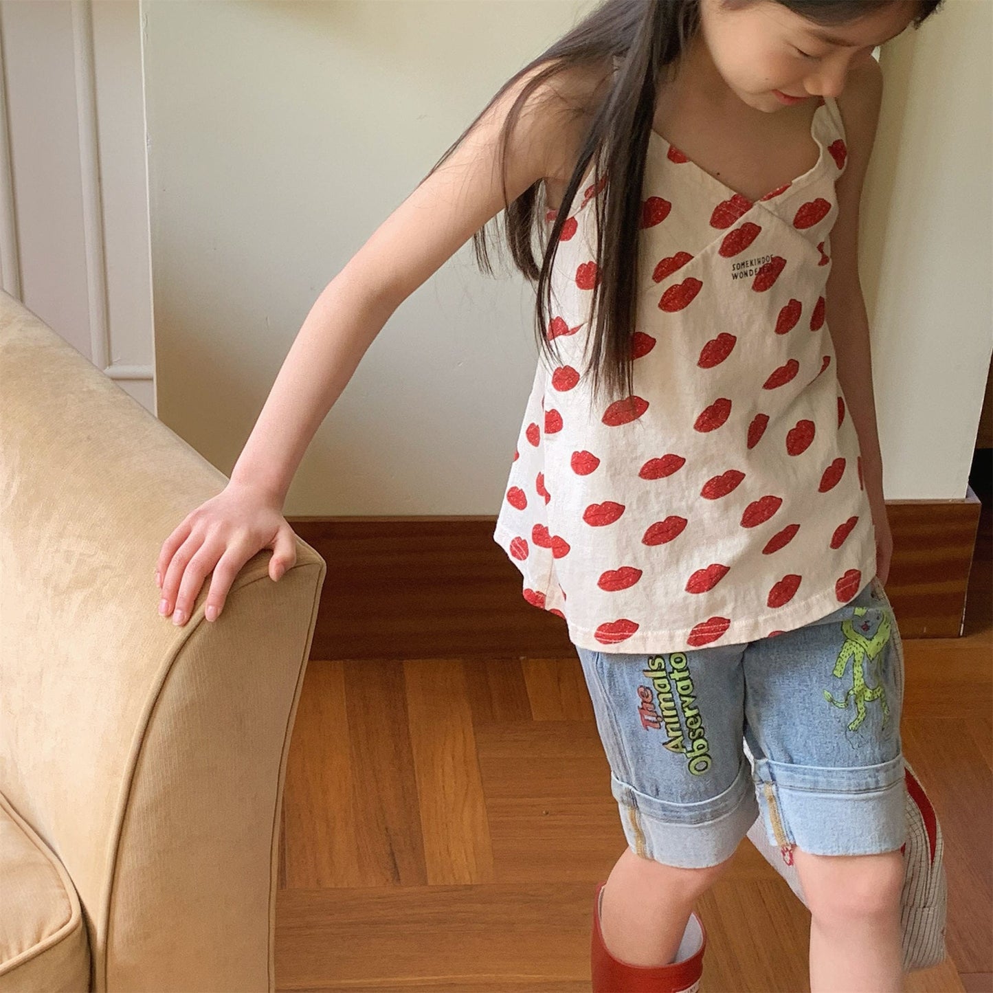 Graphic Denim Shorts ワークデニム ハーフパンツ【mh0013222】 ADbaby ハーフパンツ・ショートパンツ