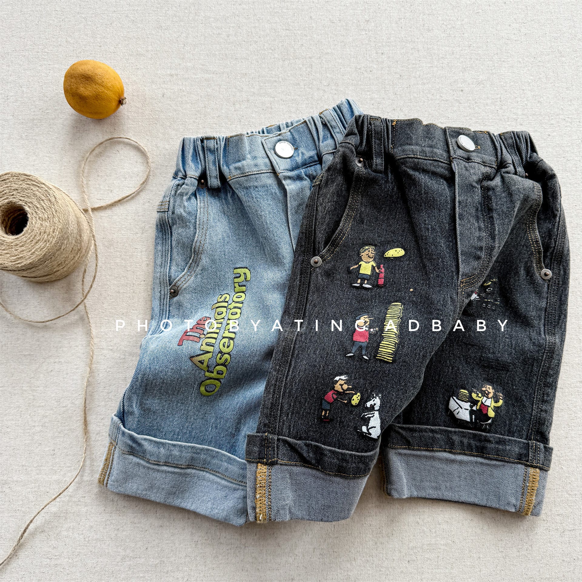 Graphic Denim Shorts ワークデニム ハーフパンツ【mh0013222】 ADbaby ハーフパンツ・ショートパンツ
