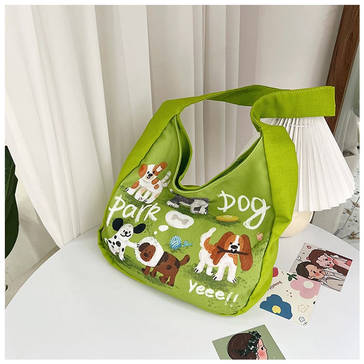 Graphic Dog Canvas Tote キャンバス トートバッグ【mh0013013】 Green / One Size momobobi メッセンジャーバッグ