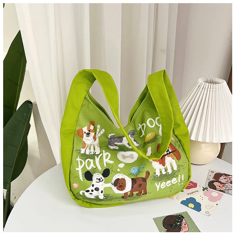 Graphic Dog Canvas Tote キャンバス トートバッグ【mh0013013】 Green / One Size momobobi メッセンジャーバッグ
