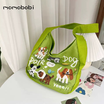 Graphic Dog Canvas Tote キャンバス トートバッグ【mh0013013】 Green / One Size momobobi メッセンジャーバッグ
